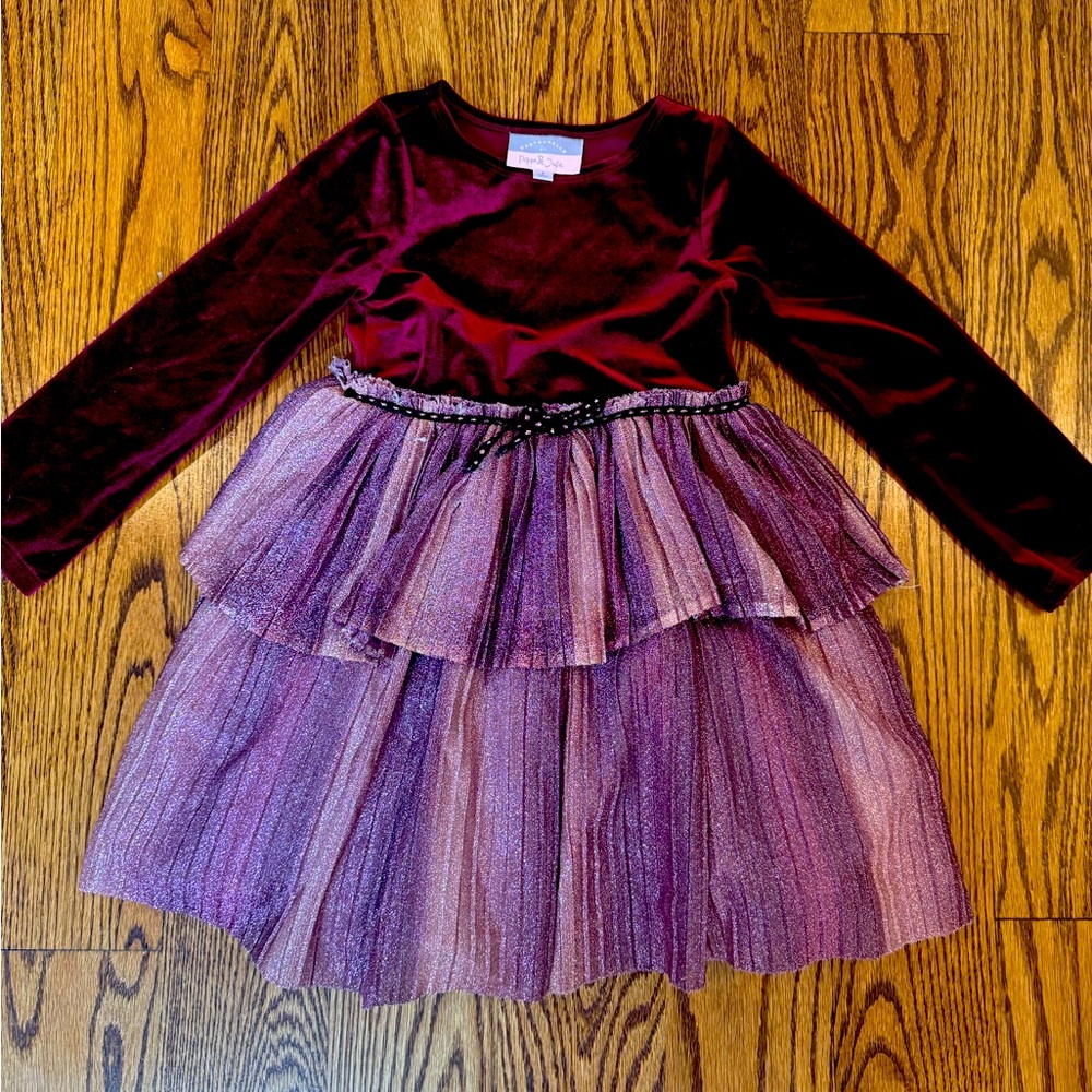 Pippa & Julie red/burgundy velvet holiday dress size 6x